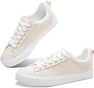 Obtaom Women's Canvas Sneakers Cute Lace up Fashion Sneaker Comfortable Skate Shoe for Lady Casual Tennis Flats