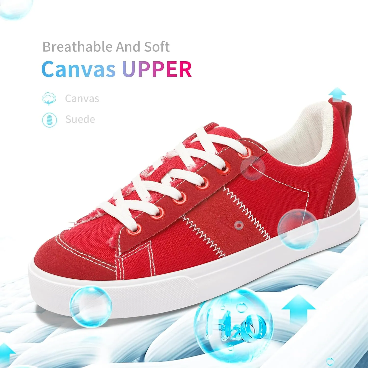 Obtaom Women's Canvas Sneakers Cute Lace up Fashion Sneaker Comfortable Skate Shoe for Lady Casual Tennis Flats