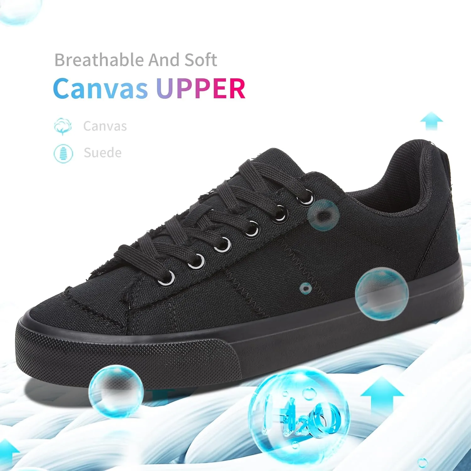Obtaom Women's Canvas Sneakers Cute Lace up Fashion Sneaker Comfortable Skate Shoe for Lady Casual Tennis Flats