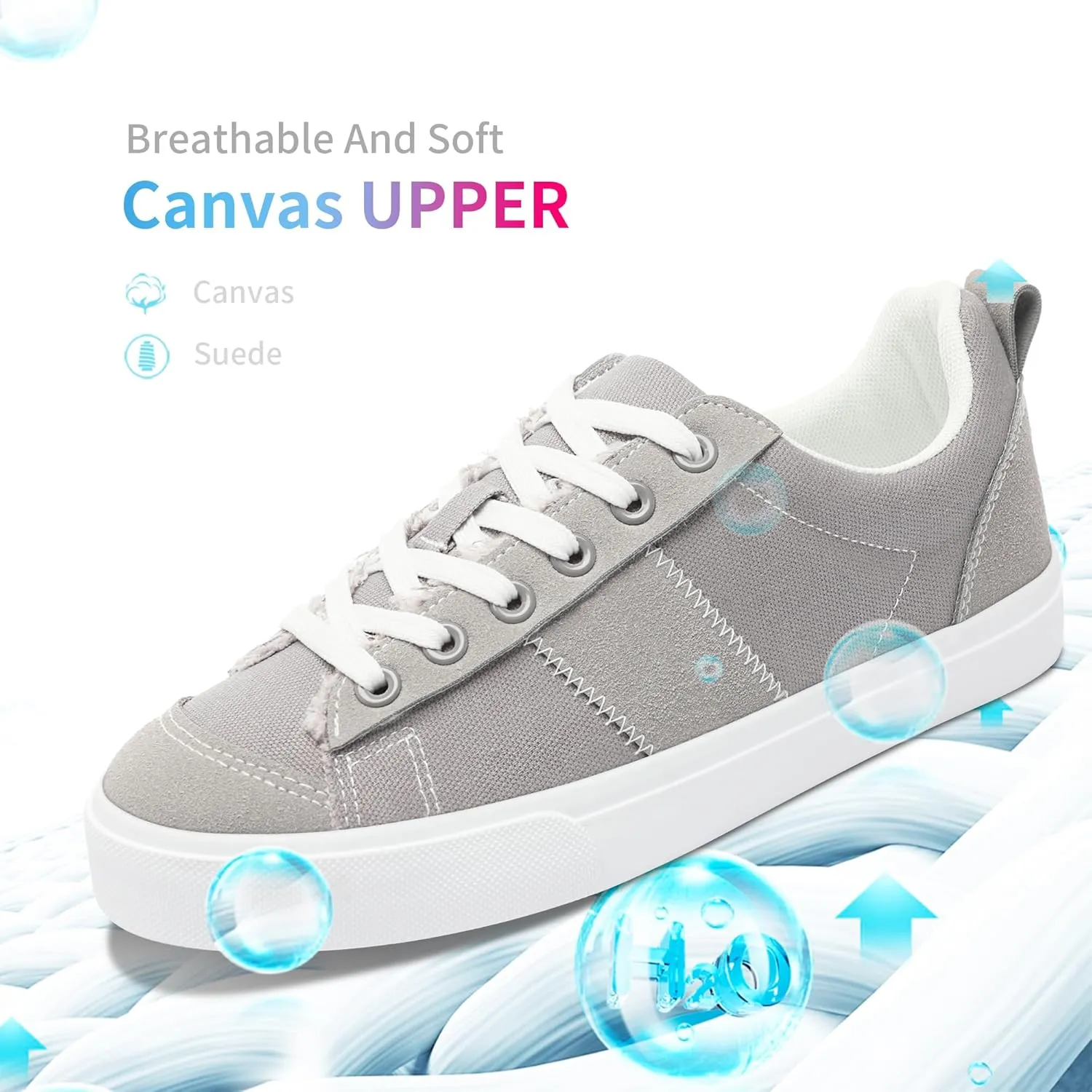 Obtaom Women's Canvas Sneakers Cute Lace up Fashion Sneaker Comfortable Skate Shoe for Lady Casual Tennis Flats