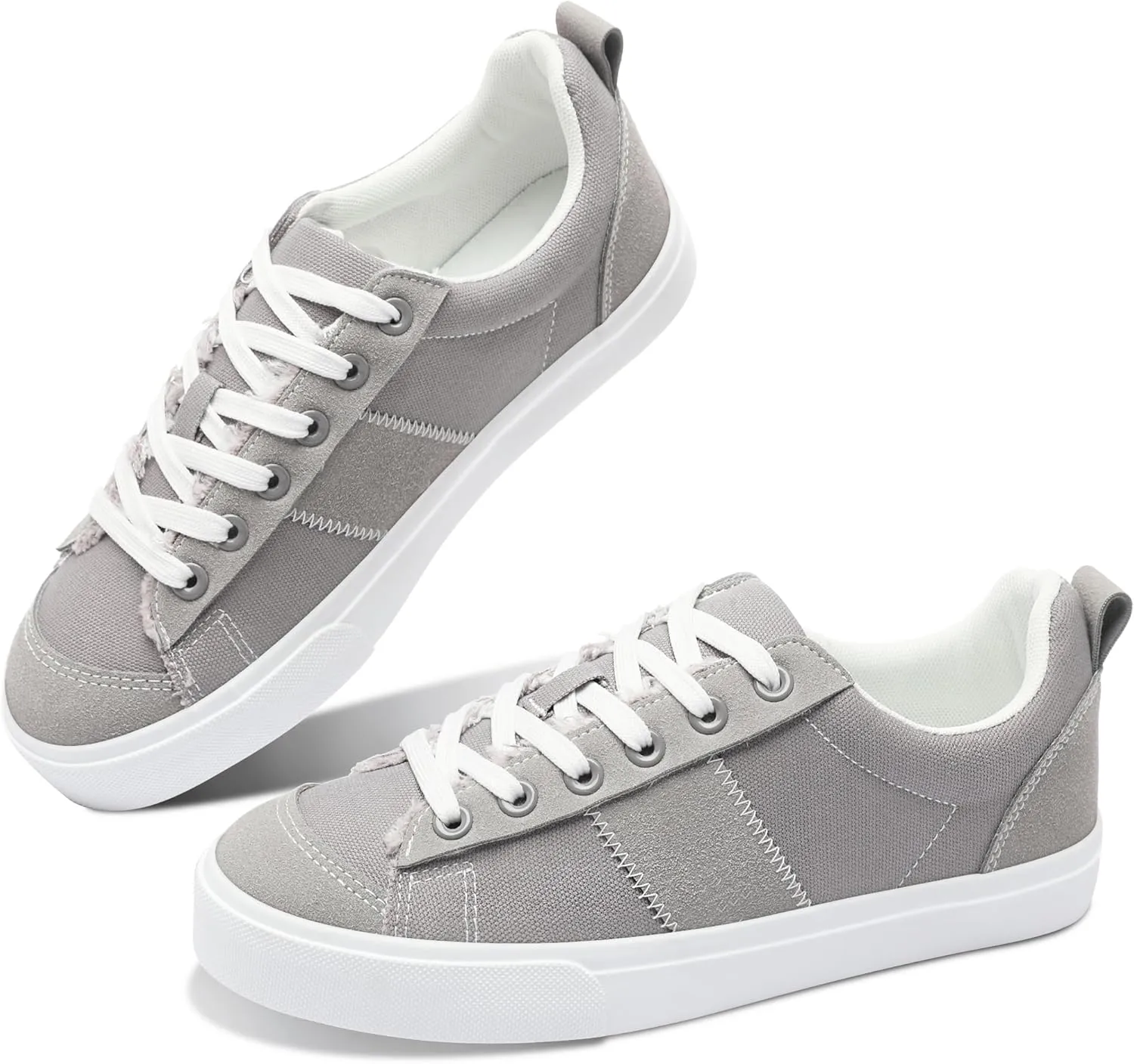 Obtaom Women's Canvas Sneakers Cute Lace up Fashion Sneaker Comfortable Skate Shoe for Lady Casual Tennis Flats