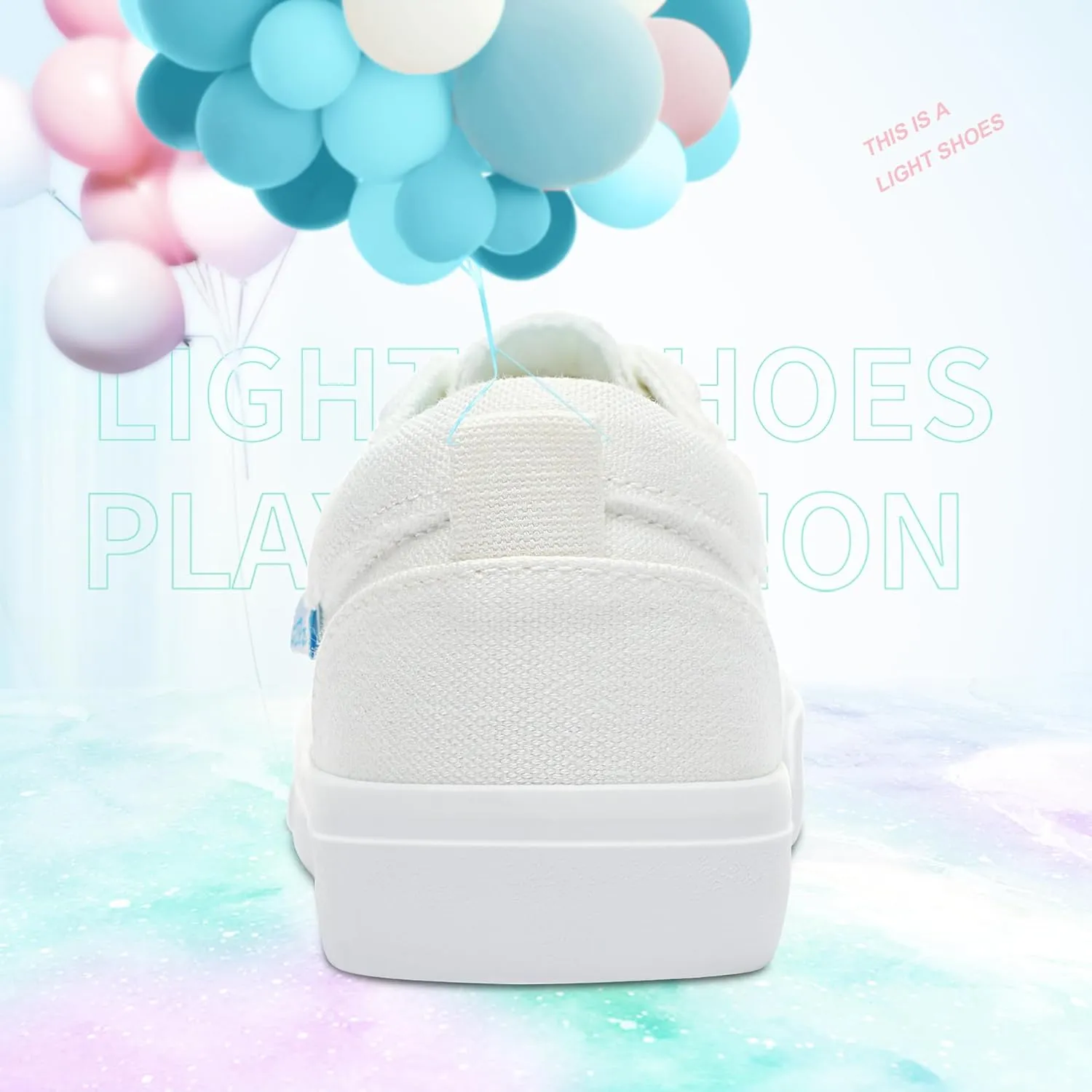 Obtaom Women's White Play Fashion Sneakers Cute Lace up Canvas Shoes Low Top Washed Canvas Flat for Lady