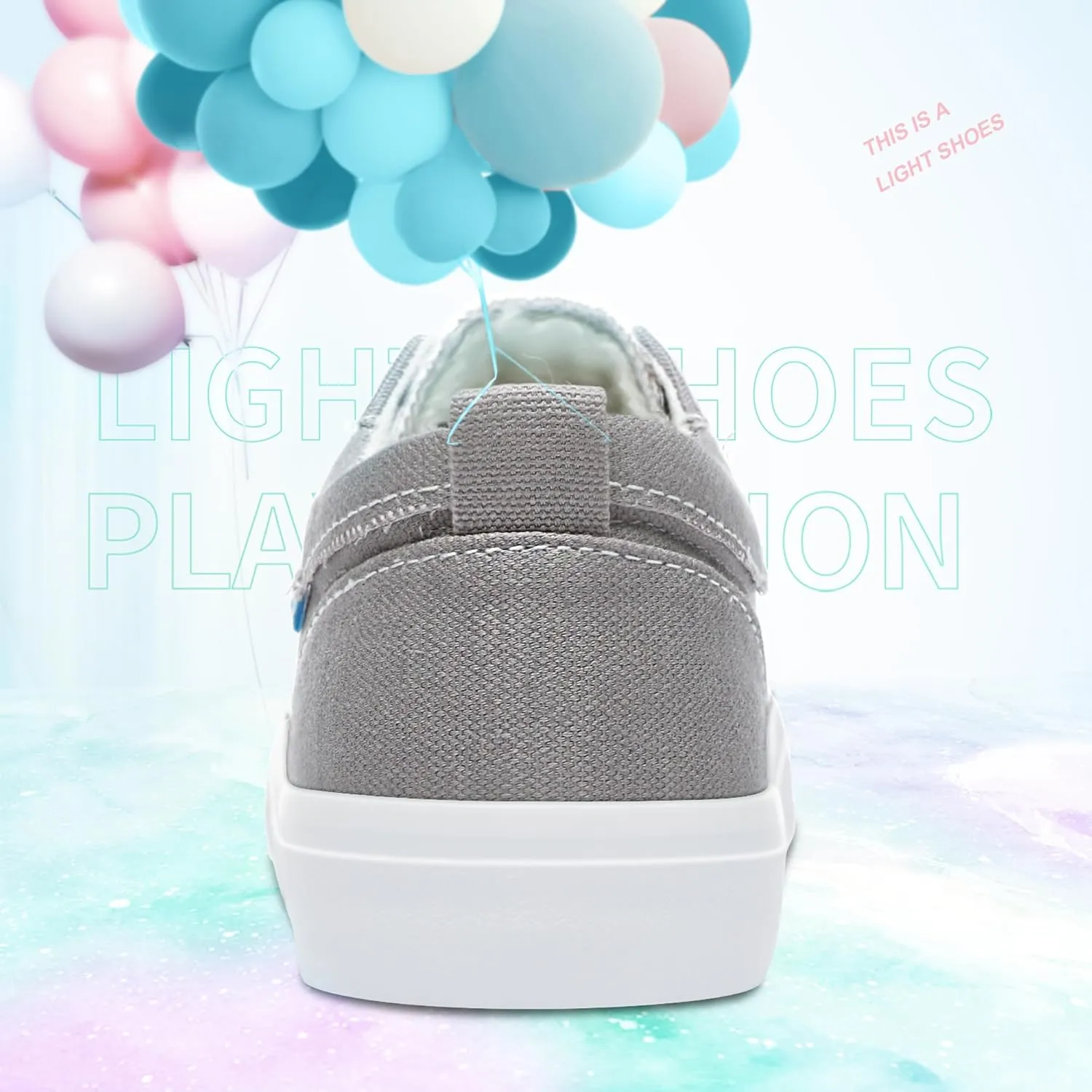Obtaom Women's White Play Fashion Sneakers Cute Lace up Canvas Shoes Low Top Washed Canvas Flat for Lady