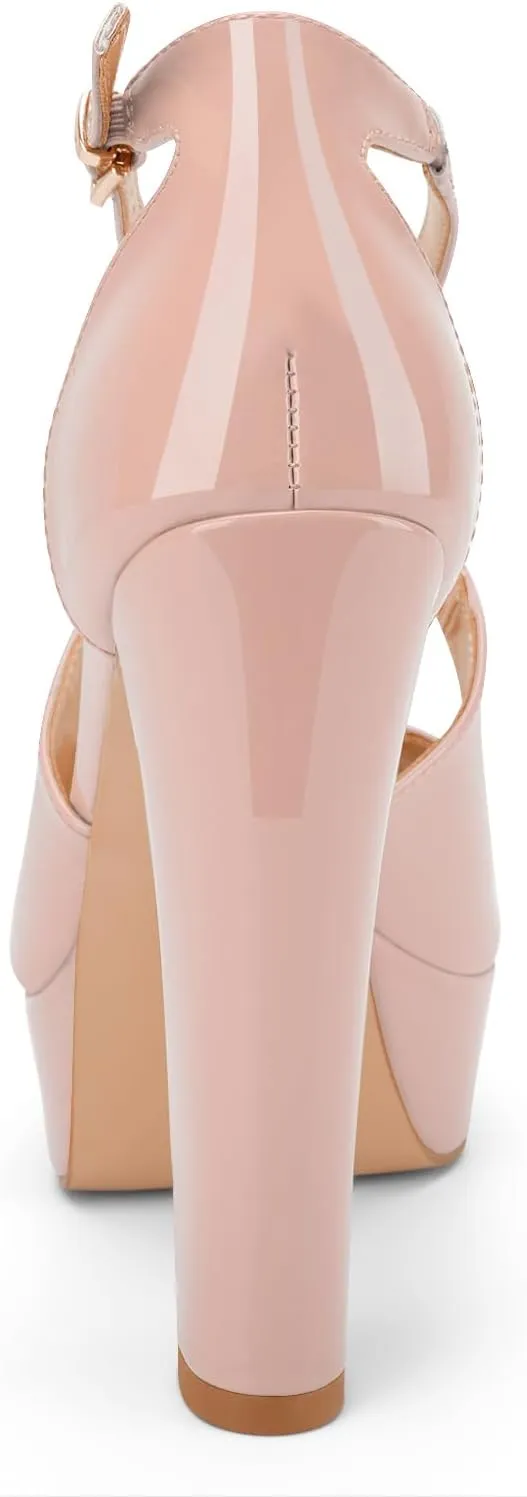 Oh Mispares Wome's Chunky Block High Heel Platform Sandals Peep Toe Sexy Crisscross Strappy Heels for Women Ankle Strap Dress Shoes for Wedding Party Evening Summer
