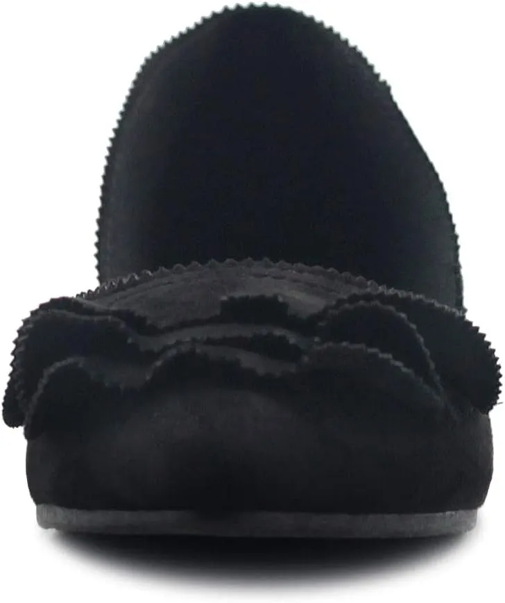 Ollio Women's Shoes Faux Suede Slip On Scallped Collar Pointed Toe Ballet Flats