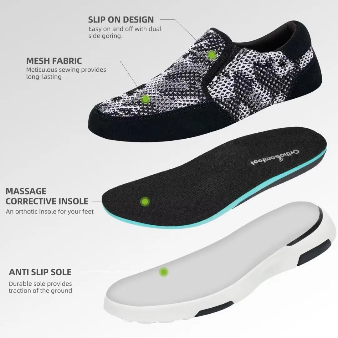 OrthoComfoot Women's Orthopedic Comfortable Walking Shoes, Casual Arch Support Slip-On Shoes for Plantar Fasciitis, Breathable Orthotic Loafers for Foot and Heel Pain Relief