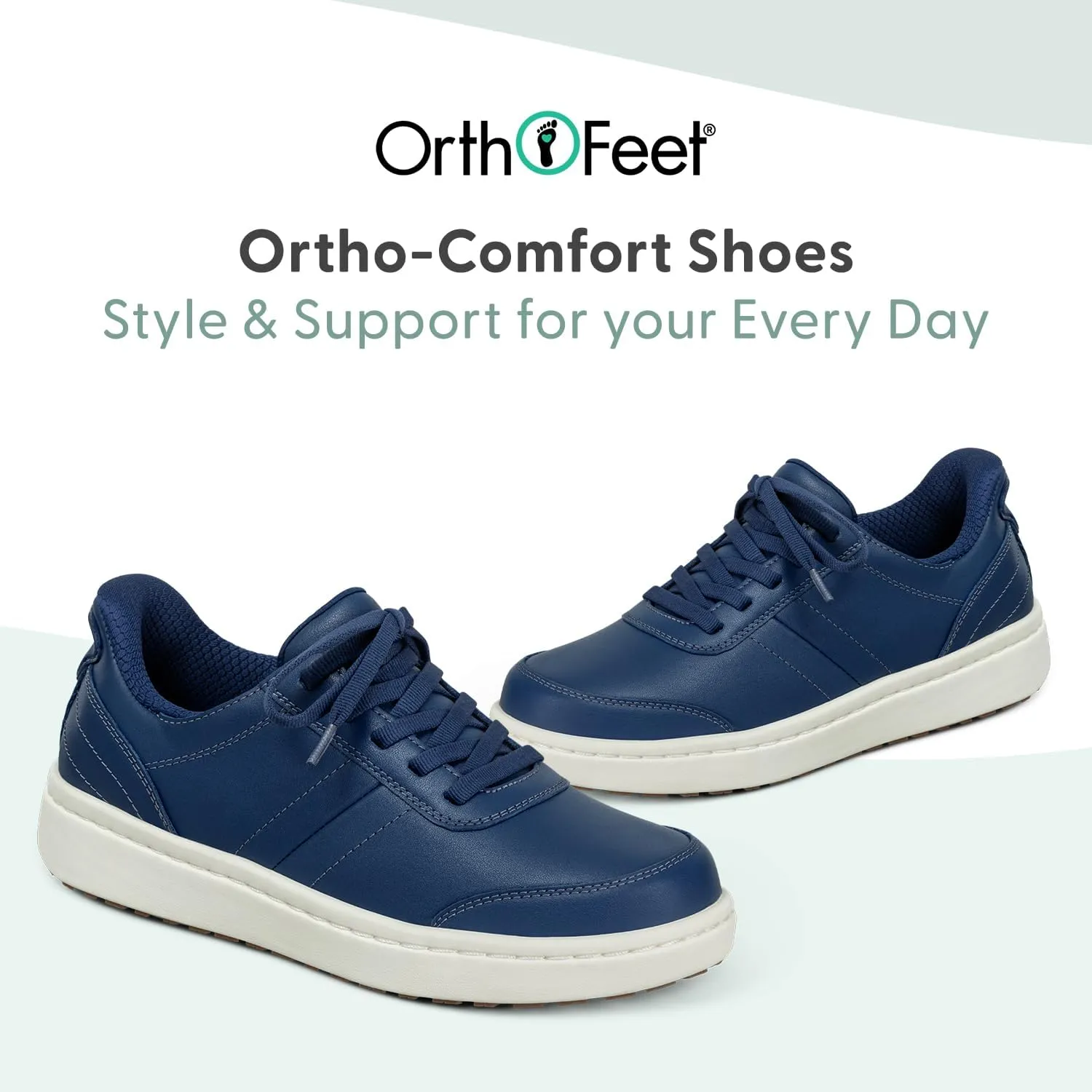 Orthofeet Women's Orthopedic Leather Wander Hands-Free Sneakers