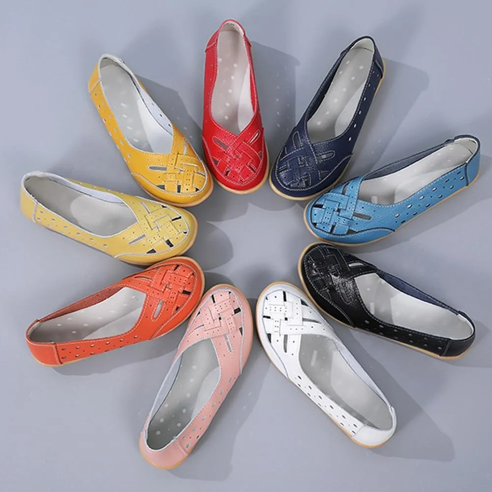 Orthopedic Loafers for Women, Orthopedic Loafers in Breathable Leather, Flats Slip-On Orthopedic Sandals