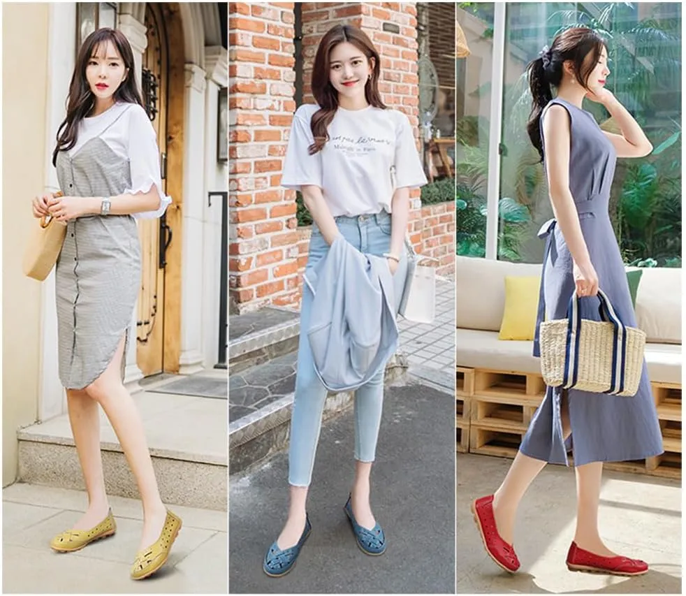 Orthopedic Loafers for Women, Orthopedic Loafers in Breathable Leather, Flats Slip-On Orthopedic Sandals