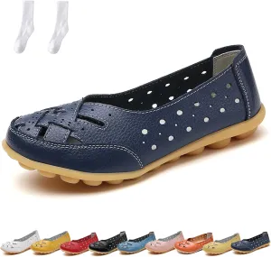 Orthopedic Loafers for Women, Orthopedic Loafers in Breathable Leather, Flats Slip-On Orthopedic Sandals