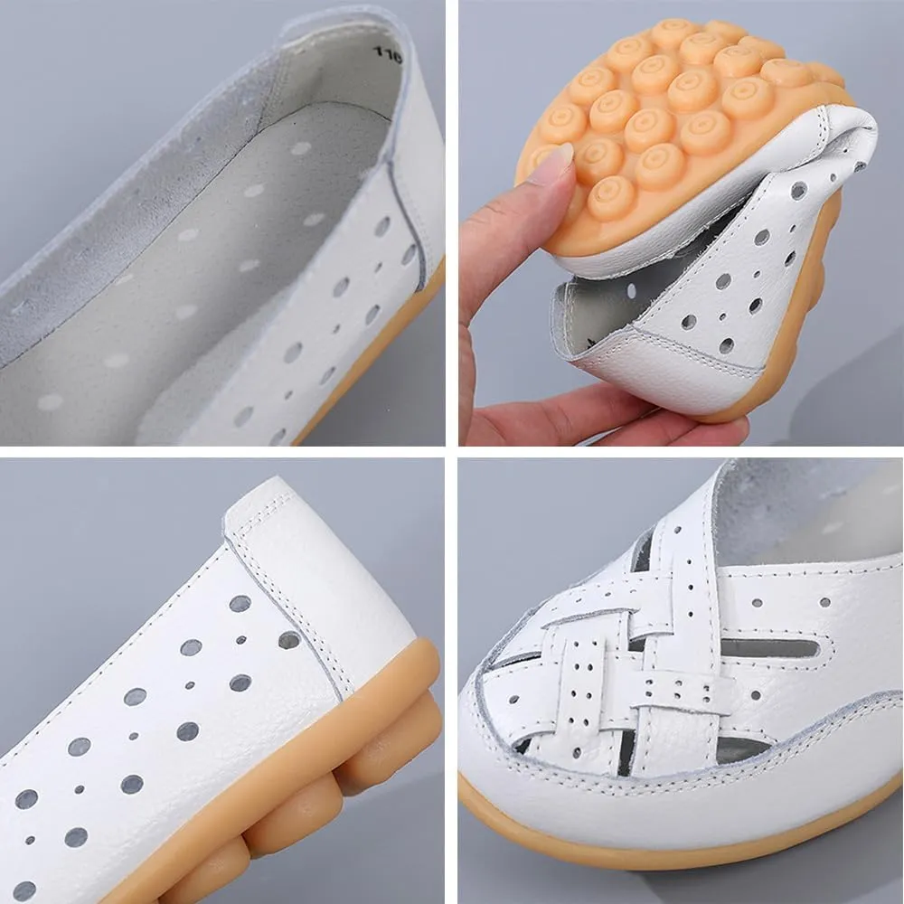Orthopedic Loafers for Women, Orthopedic Loafers in Breathable Leather, Flats Slip-On Orthopedic Sandals