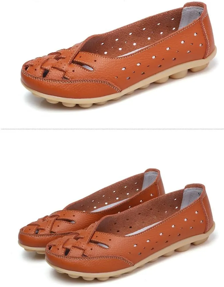 Orthopedic Loafers in Breathable Leather Diabetic Walking Shoes Slip Ons Flat Sandals for Women, 13, White