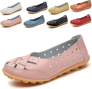 Orthopedic Loafers in Breathable Leather for Women, Women's Flats Comfortable Casual Slip Ons Shoes