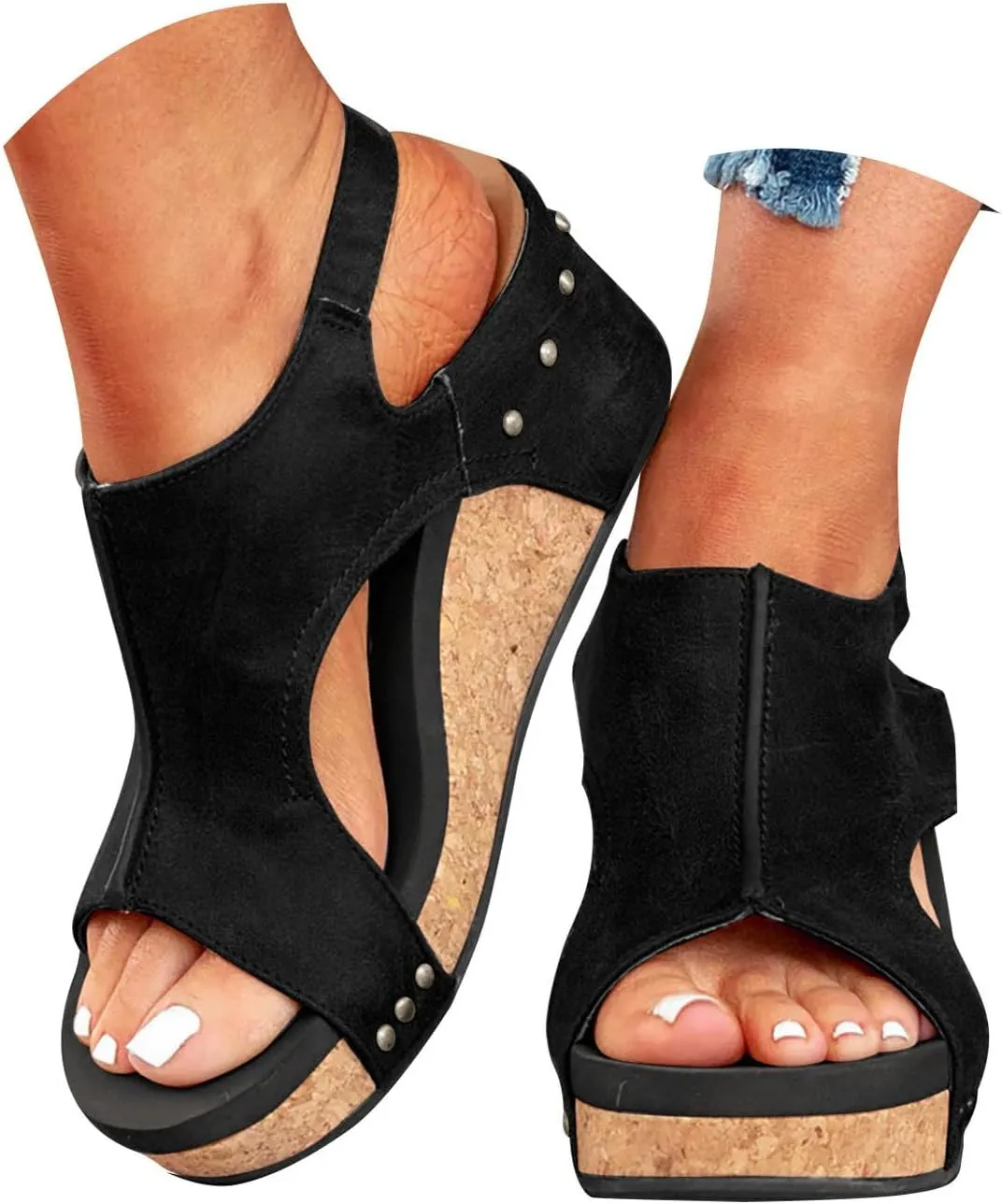 Orthopedic Platform Wedge Sandals for Women Summer Dressy 2025 Open Toe Ankle Strap Espadrilles Sandals Beach Sandals