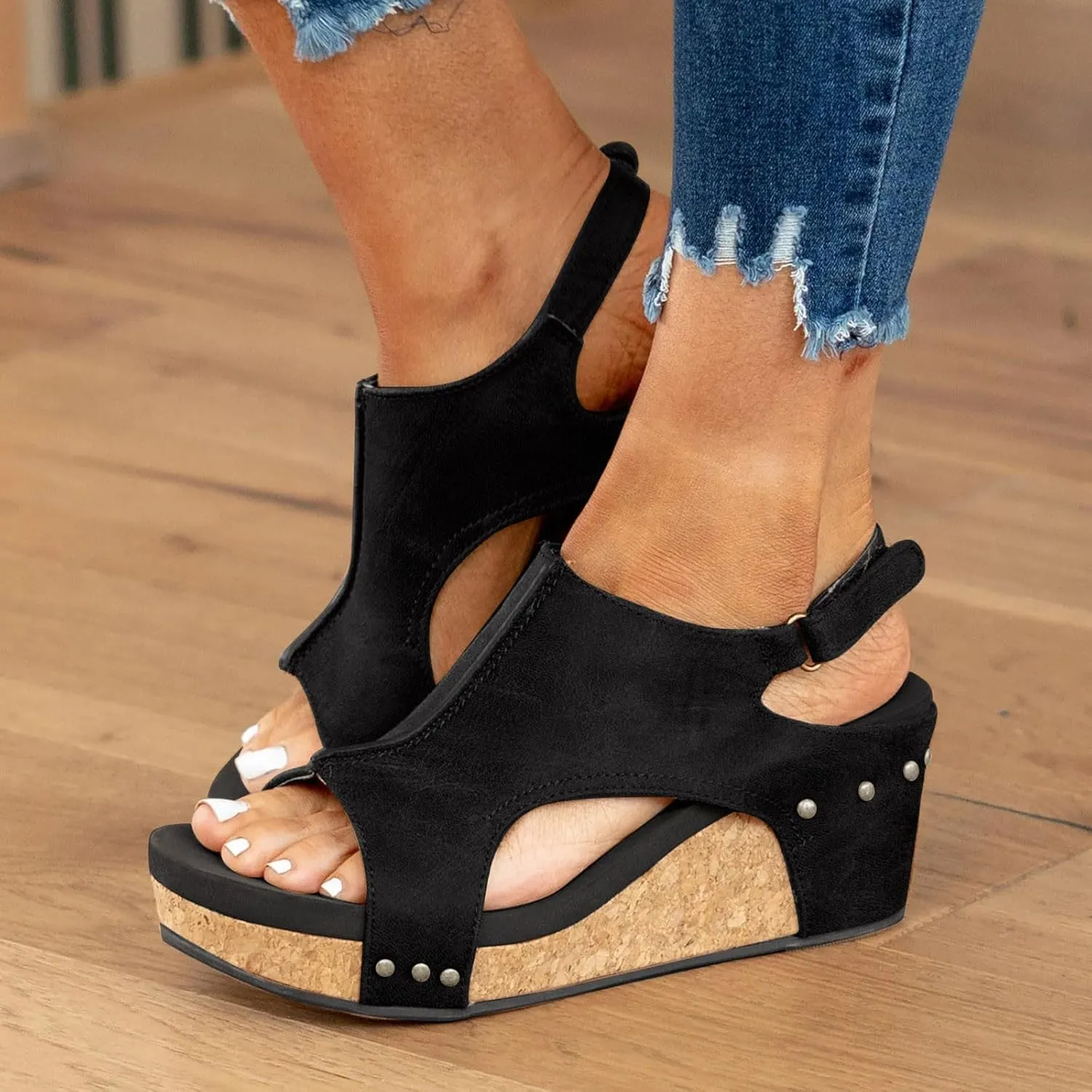 Orthopedic Platform Wedge Sandals for Women Summer Dressy 2025 Open Toe Ankle Strap Espadrilles Sandals Beach Sandals