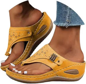 Orthopedic Sandals for Women - Arch Support Wedge Flip Flops, Summer 2025 Comfortable Dressy Casual Beach Slippers