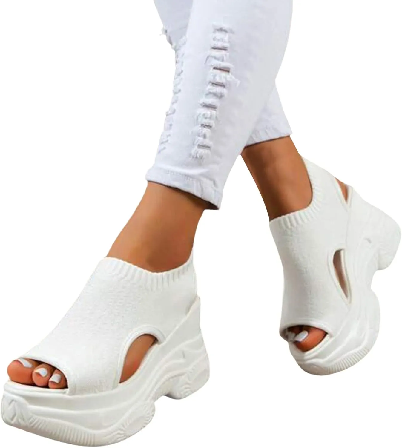 Orthopedic Shoes for Women Wedge Open Toe Platform Sneakers Casual Soft Mesh Thick Soled Comfortable Sport Shoes