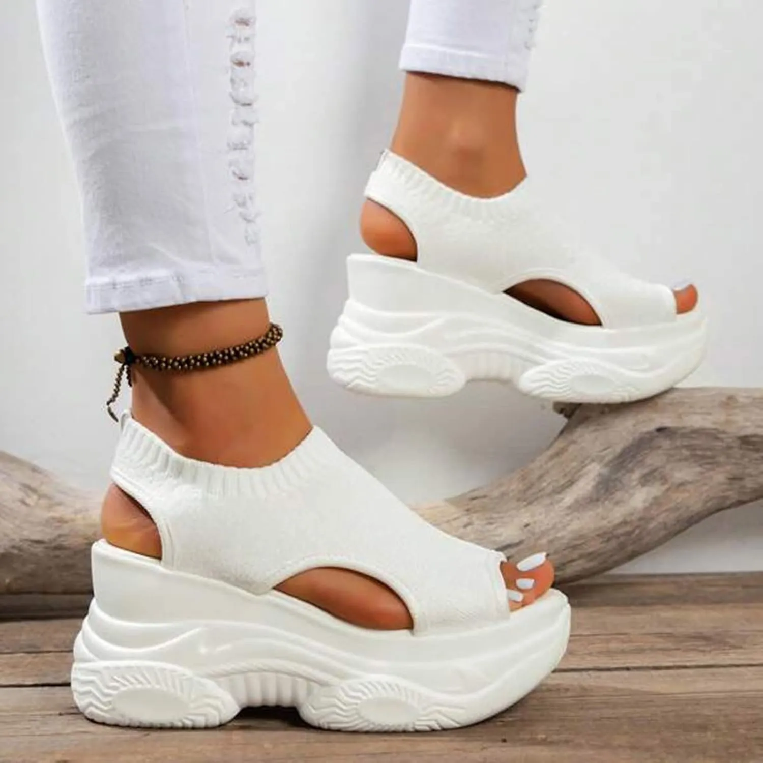 Orthopedic Shoes for Women Wedge Open Toe Platform Sneakers Casual Soft Mesh Thick Soled Comfortable Sport Shoes