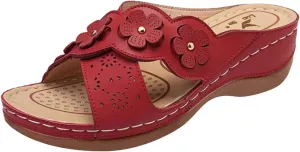 Orthopedic Wedge Sandals for Women Dressy Summer Walking Sandals Open Toe Beach Sandals Cross Strap Flowers Slides