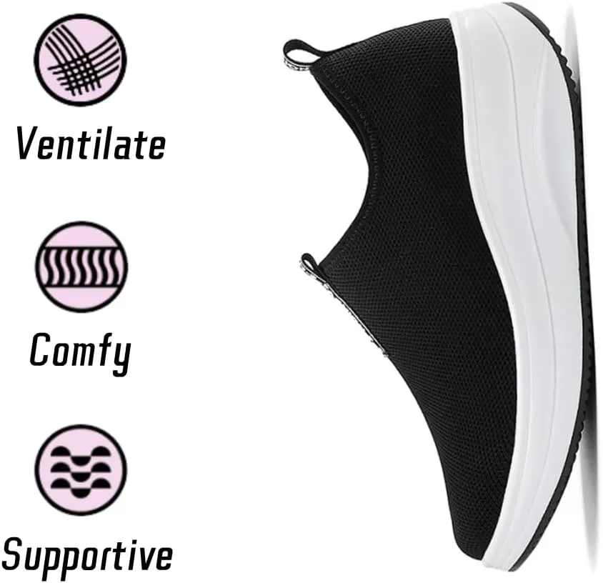 Oude Platform Loafers for Women Comfortable | Womens Slip On Sneakers Lightweight | Women's Walking Shoes Work Long Hours | Thick Rocking Bottom