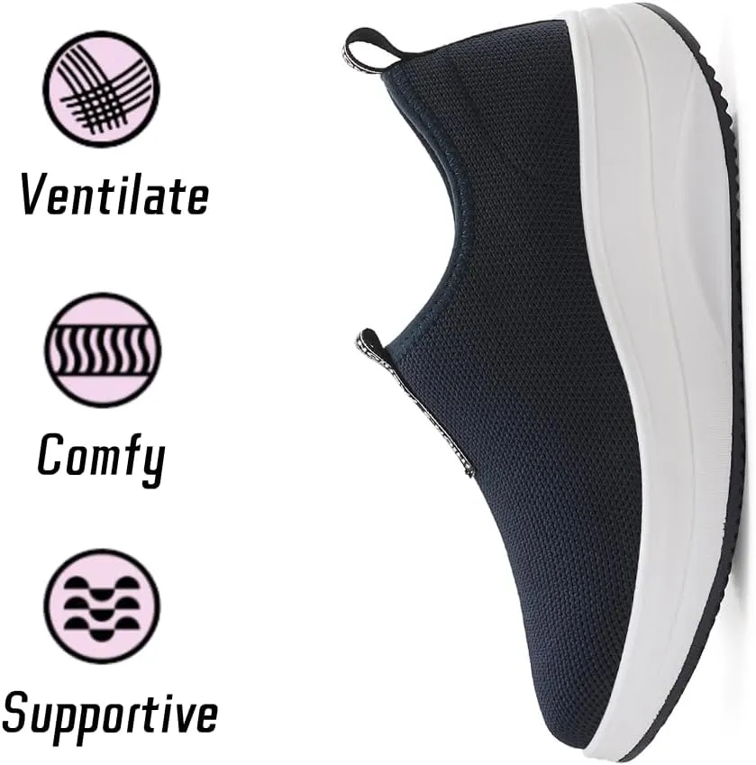 Oude Platform Loafers for Women Comfortable | Womens Slip On Sneakers Lightweight | Women's Walking Shoes Work Long Hours | Thick Rocking Bottom