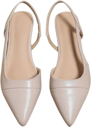 OYOANGLE Women's Pointed Toe Slingback Flats Slip on Flats Casual Dressy Office Work Shoes