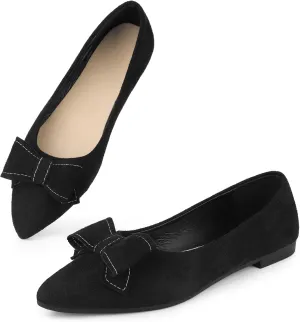 Perphy Pointed Toe Bow Slip on Ballet Flats for Women