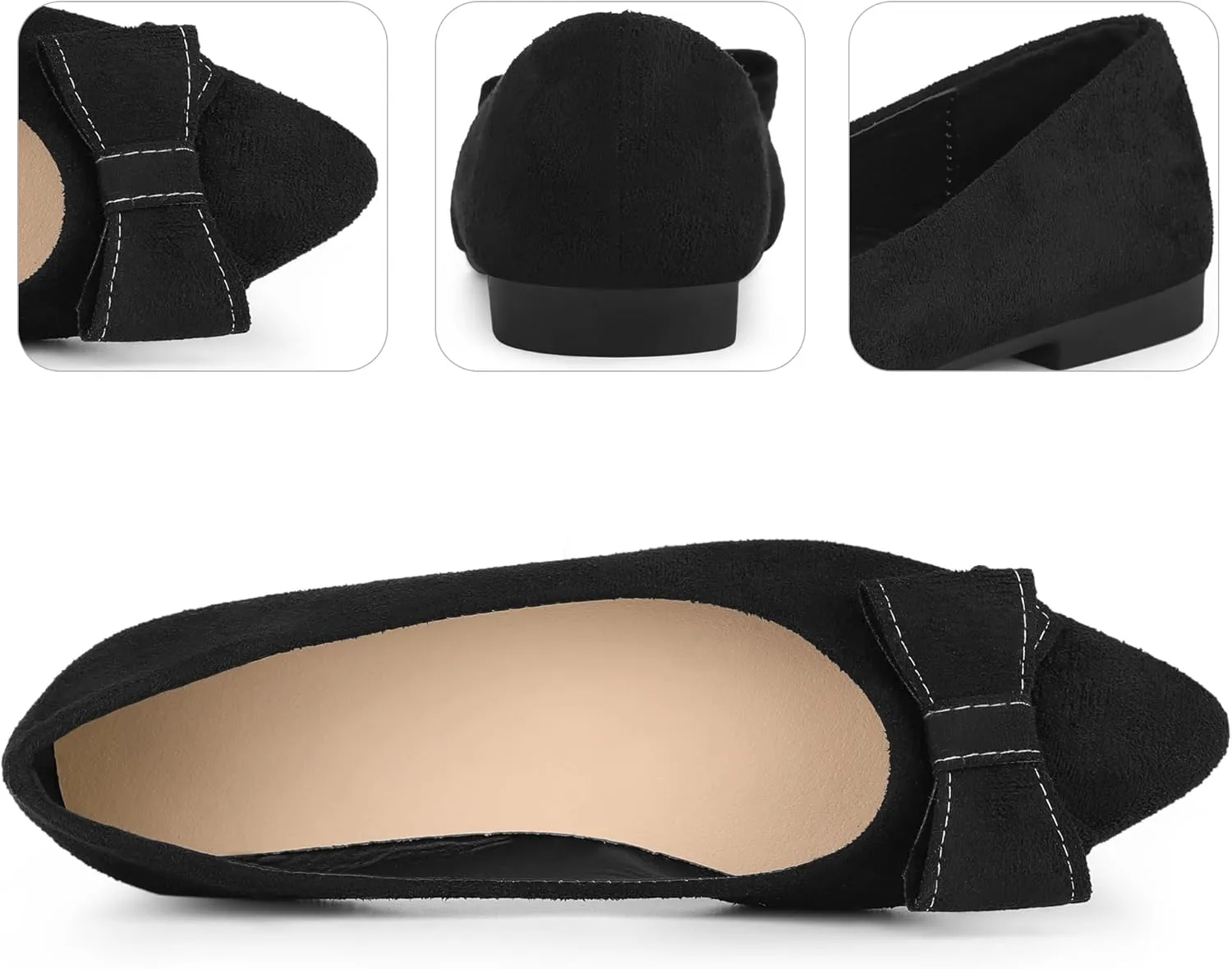 Perphy Pointed Toe Bow Slip on Ballet Flats for Women