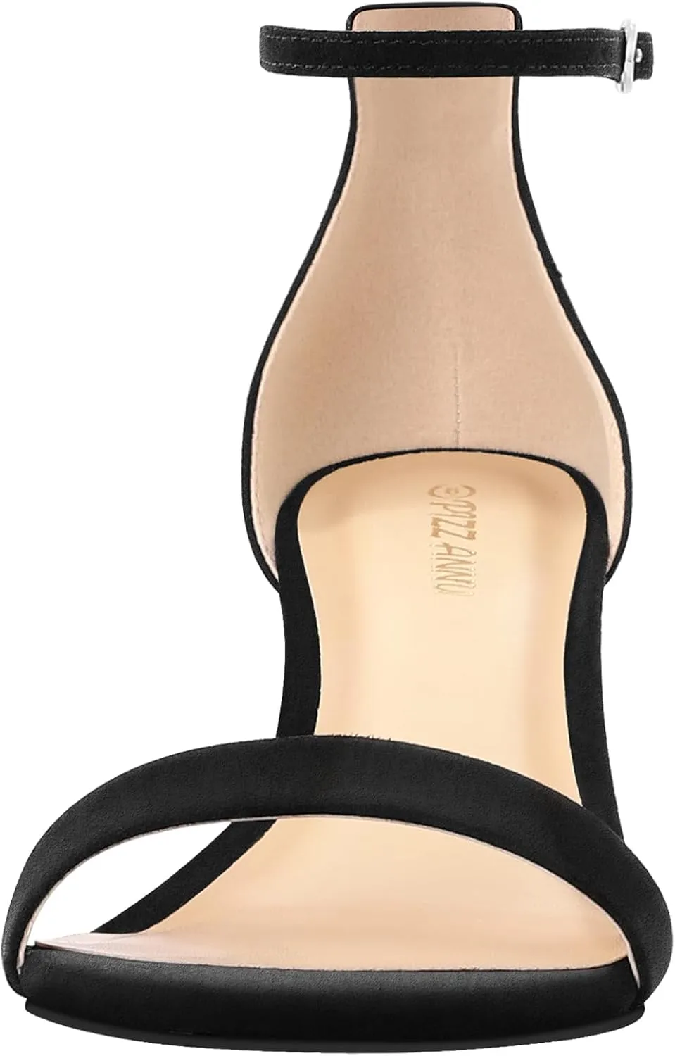 PIZZ ANNU Women's Open Toe Ankle Strap Low Block Chunky Heels Sandals Party Dress Pumps Shoes Strappy Buckle Sandals with 2.6" Tall Thick Heel Design