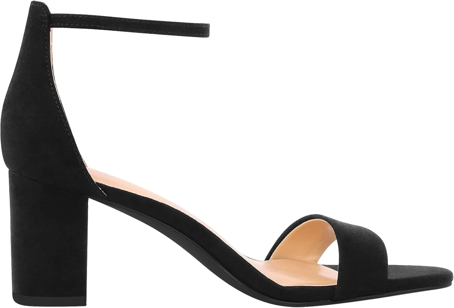 PIZZ ANNU Women's Open Toe Ankle Strap Low Block Chunky Heels Sandals Party Dress Pumps Shoes Strappy Buckle Sandals with 2.6" Tall Thick Heel Design