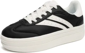 Platform Fashion Sneakers Women's Low-Top Classic Chunky Casual Lace-up Walking Shoes for Lady
