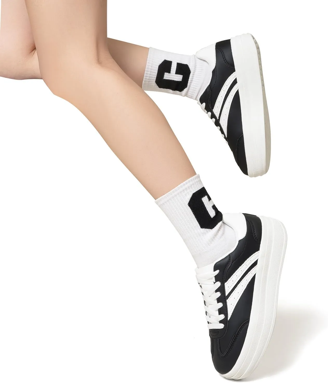 Platform Fashion Sneakers Women's Low-Top Classic Chunky Casual Lace-up Walking Shoes for Lady