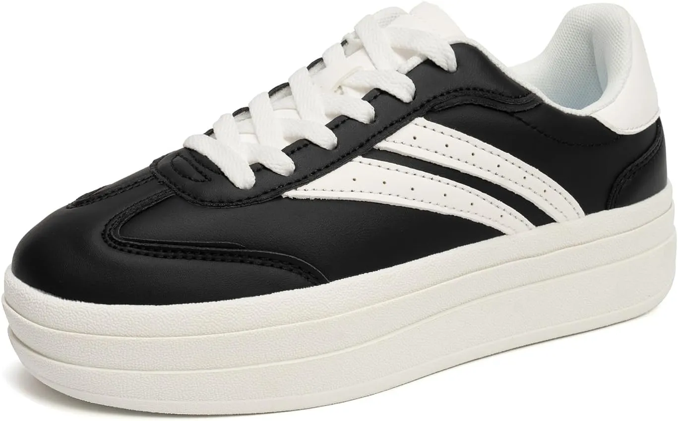 Platform Fashion Sneakers Women's Low-Top Classic Chunky Casual Lace-up Walking Shoes for Lady