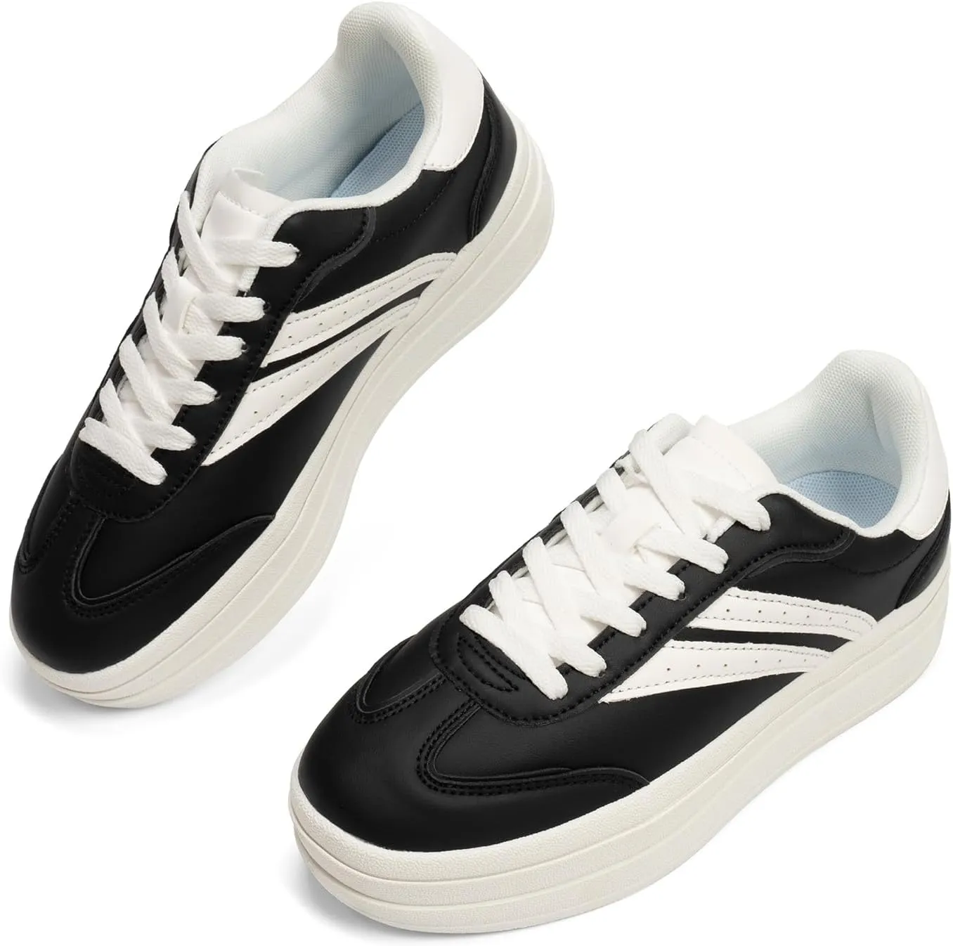 Platform Fashion Sneakers Women's Low-Top Classic Chunky Casual Lace-up Walking Shoes for Lady