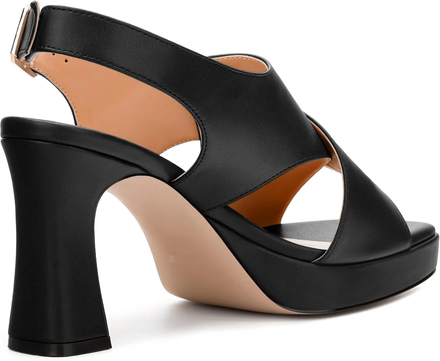 Platform Sandals, Buckle Slingback High Heels for Women, Square Open Toe Fashion Solid Block Heeled Sandal