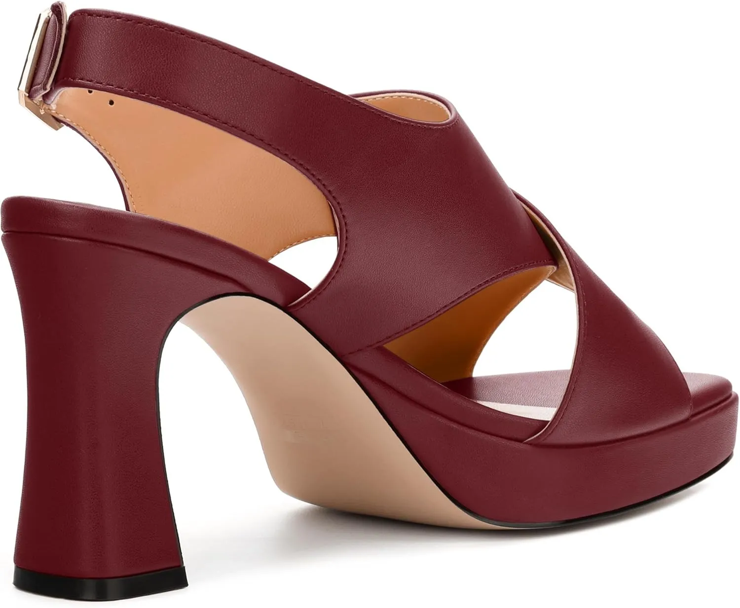 Platform Sandals, Buckle Slingback High Heels for Women, Square Open Toe Fashion Solid Block Heeled Sandal