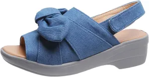 Platform Sandals Women Chunky Heel Bow Knot Fish Mouth Open Toe Back Straps Hook and Loop Thick High Heel Sandals Summer Dressy Casual Ladies Shoes