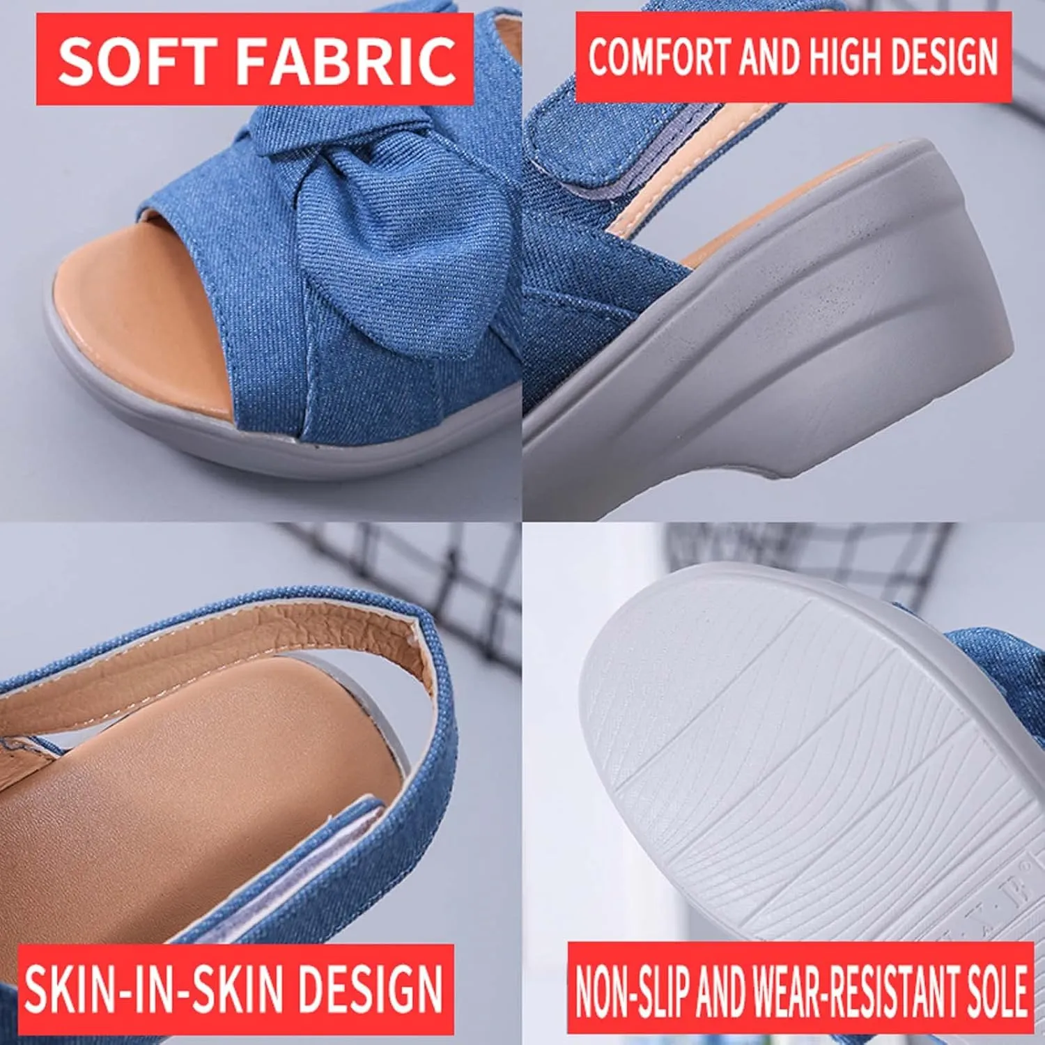 Platform Sandals Women Chunky Heel Bow Knot Fish Mouth Open Toe Back Straps Hook and Loop Thick High Heel Sandals Summer Dressy Casual Ladies Shoes