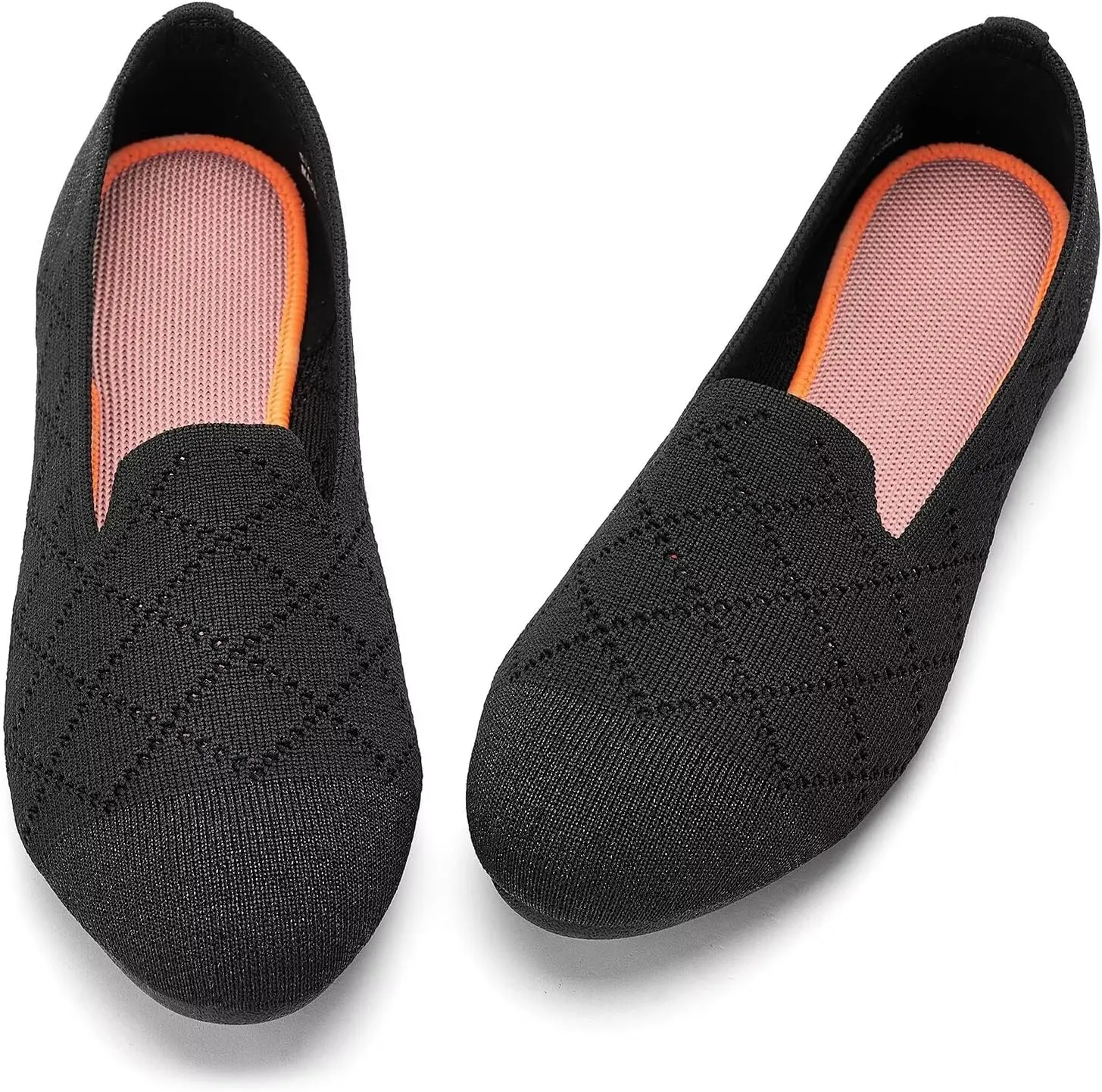 poemlady Women’s Ballet Flat Shoes Dress Shoes Knit Round Toe Slip On Ballerina Walking Flats Shoes for Woman Low Wedge Casual