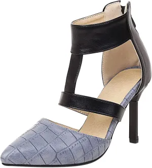 Pointed Toe Stilettos for Women Dressy Summer Fashion Back Zip Ankle Strap Hollow Closed Toe Super High Heel Sandals Comfy Casual Plaid Shoes