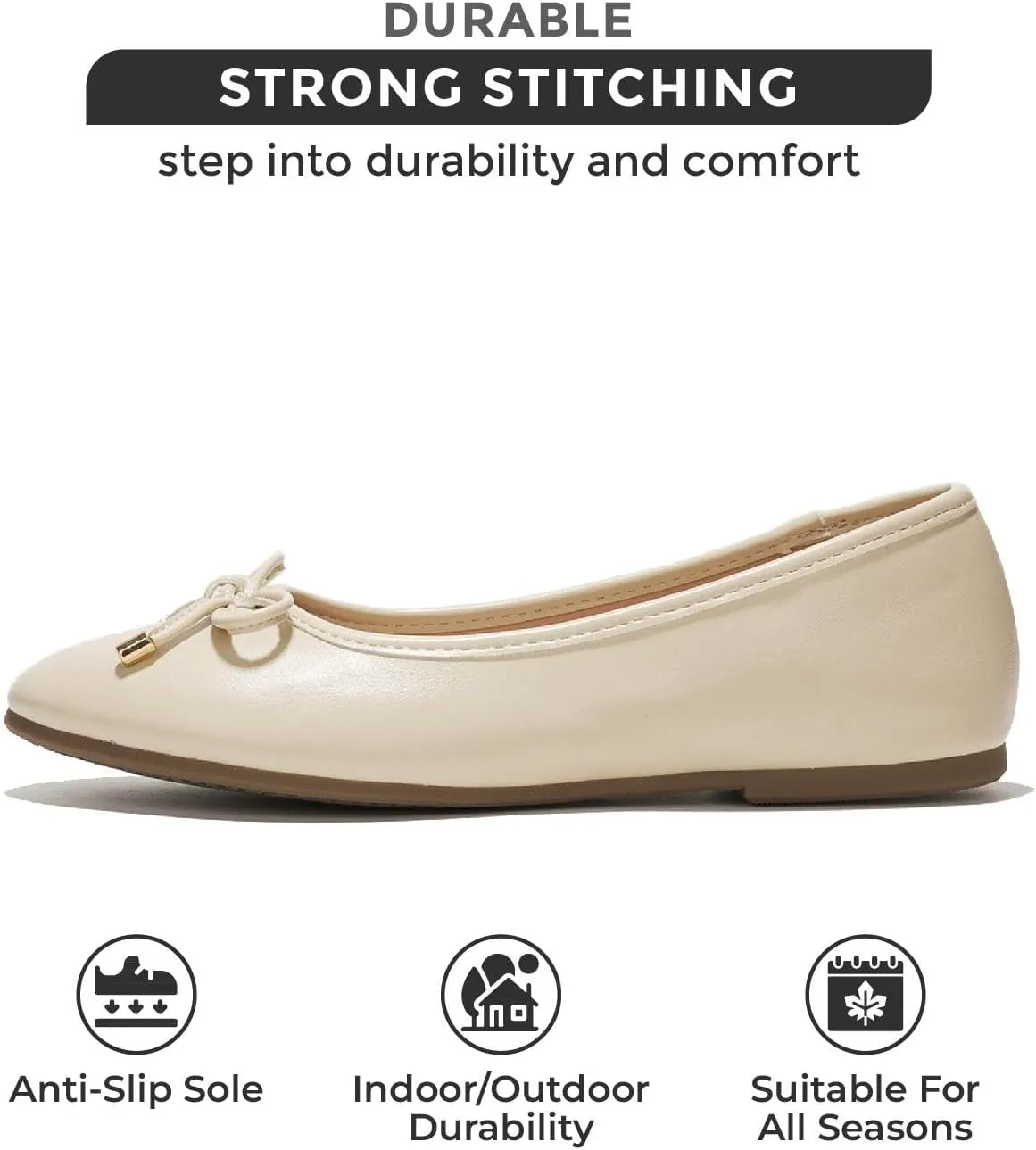 Project Cloud Ballet Flats Shoes for Women - Lightweight & Stylish Ballet Flats for Women Footwear - Non-Slip Mary Jane Shoes with Memory Foam - Casual Footwear for All-Day Comfort (Amity)