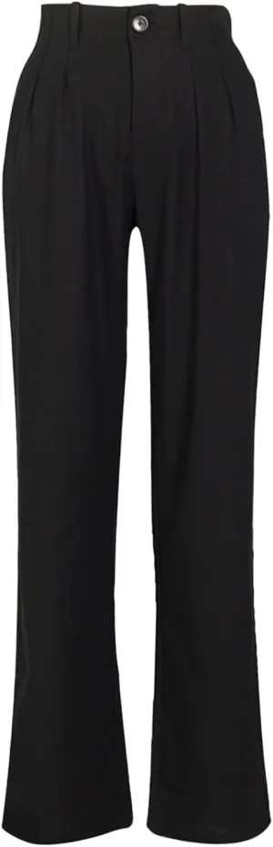 PTOLOCIF Womens Casual Cotton Linen Pants Wide Leg Casual Palazzo Pants Cotton Linen Lounge Beach Summer Pant with Pockets