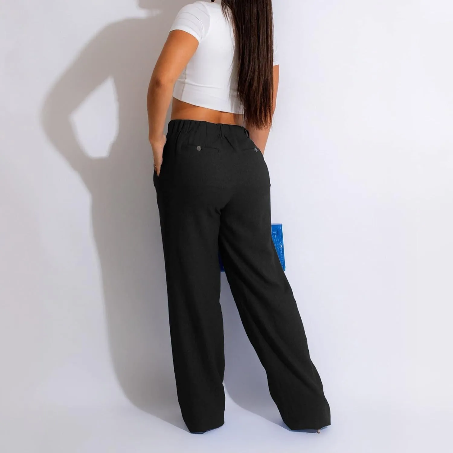 PTOLOCIF Womens Casual Cotton Linen Pants Wide Leg Casual Palazzo Pants Cotton Linen Lounge Beach Summer Pant with Pockets