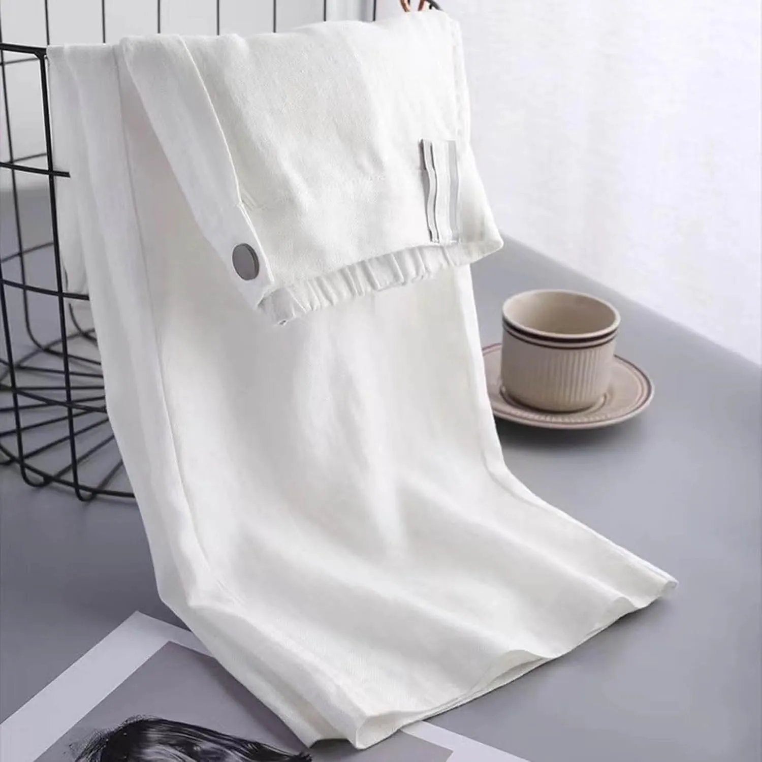 PTOLOCIF Womens Cotton Linen Pants Baggy Wide Leg Trousers Casual Patchwark Elastic Waist Harem Linen Pants with Pcokets