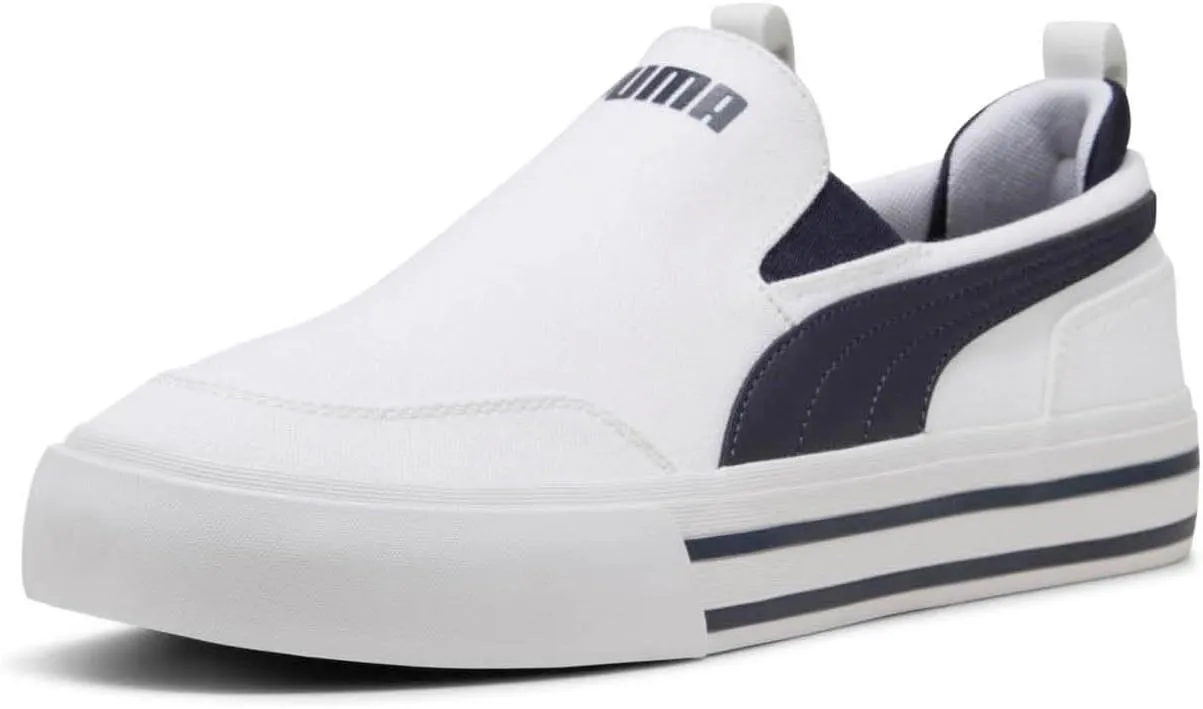 PUMA Men's Court Classic Vulc Slip On Shoes, White, 11.5