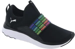 PUMA Softride Sophia Slip-On Repeat Preschool (Big Kid) Black White 5.5 Big Kid M