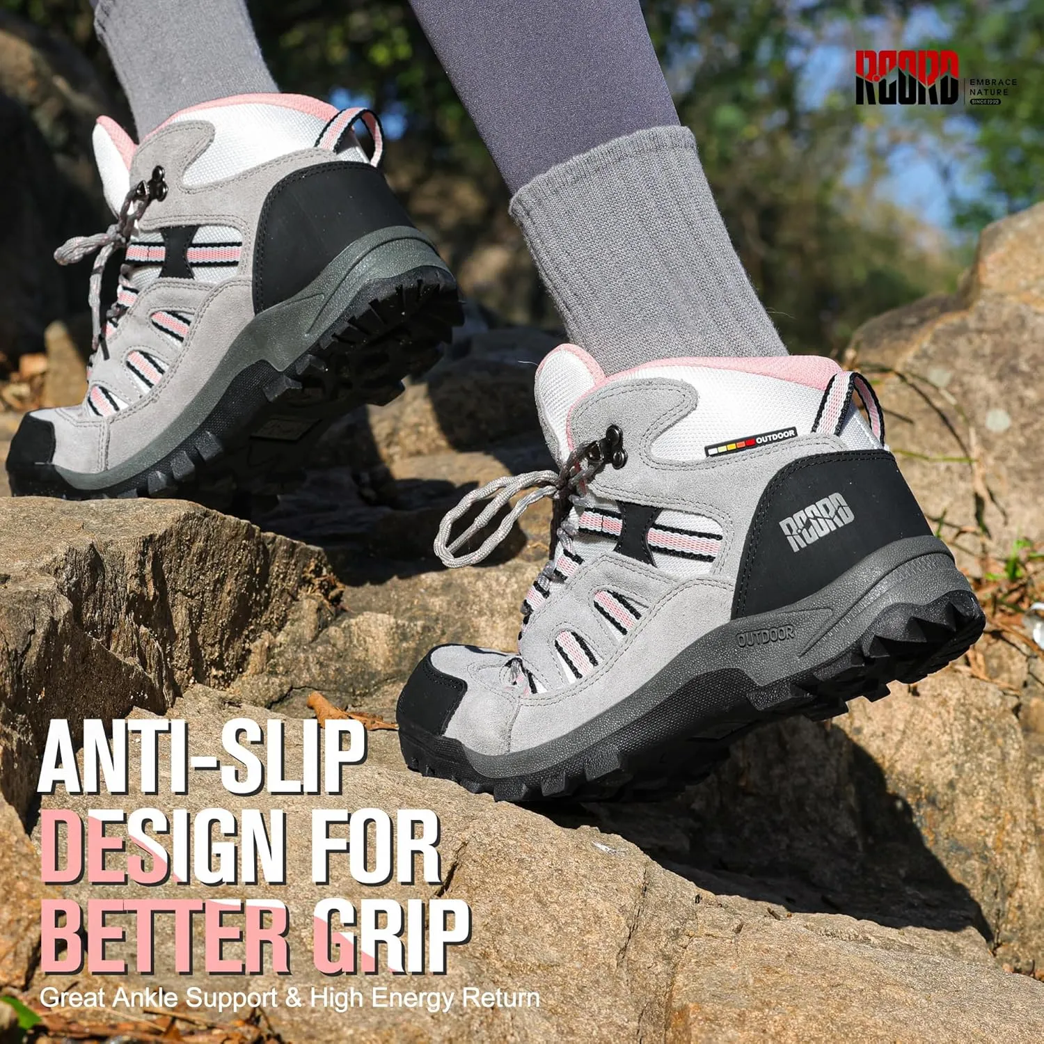 R CORD Hiking Boots Women Waterproof Non-Slip Womens Hiking Shoes Comfortable Outdoor Womens Hiking Boots Walking Boots Hiking Shoes Women