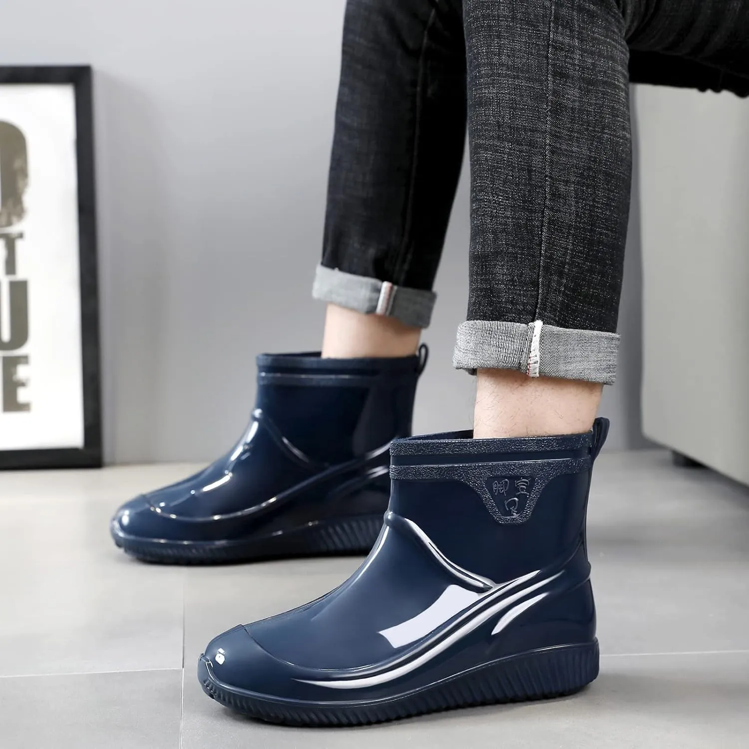 Rain Boots for Women，Waterproof Garden Rubber Boots, Non-slip Width Mid-Calf Comfort Short Boots, Ankle Rainboots Boots, Lightweight Platform Mud Boots Water Shoes for Outdoor Working Fishing