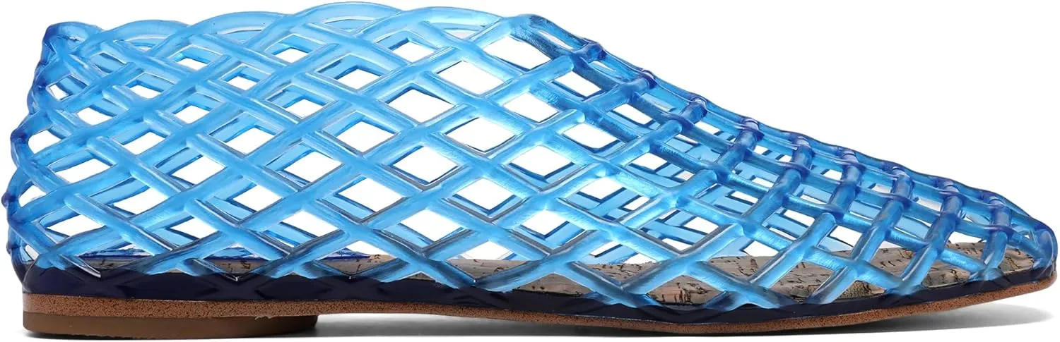Red Jelly Mesh Ballet Flats for Women Adult Clear Hollow Jelly Sandals Beach Ballerina Jellies Shoes