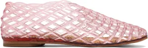 Red Jelly Mesh Ballet Flats for Women Adult Clear Hollow Jelly Sandals Beach Ballerina Jellies Shoes